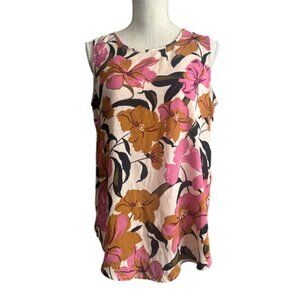 Maurices Floral Sleeveless Blouse Tank Top Pink Orange Brown Floral Print Size M